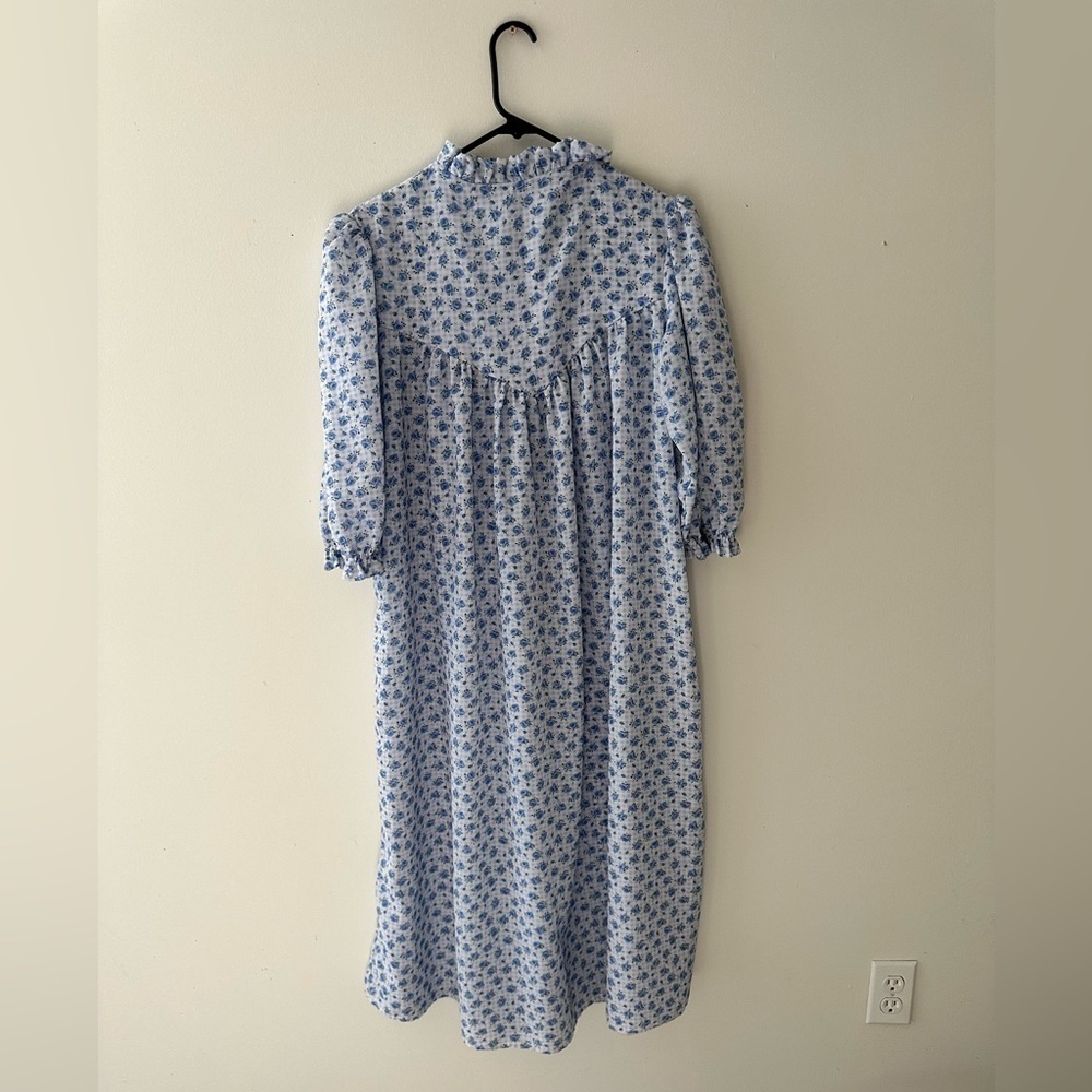Vintage floral midi dress long sleeve prairie size L XL handmade gingham…​​​​​ - Picture 2 of 6